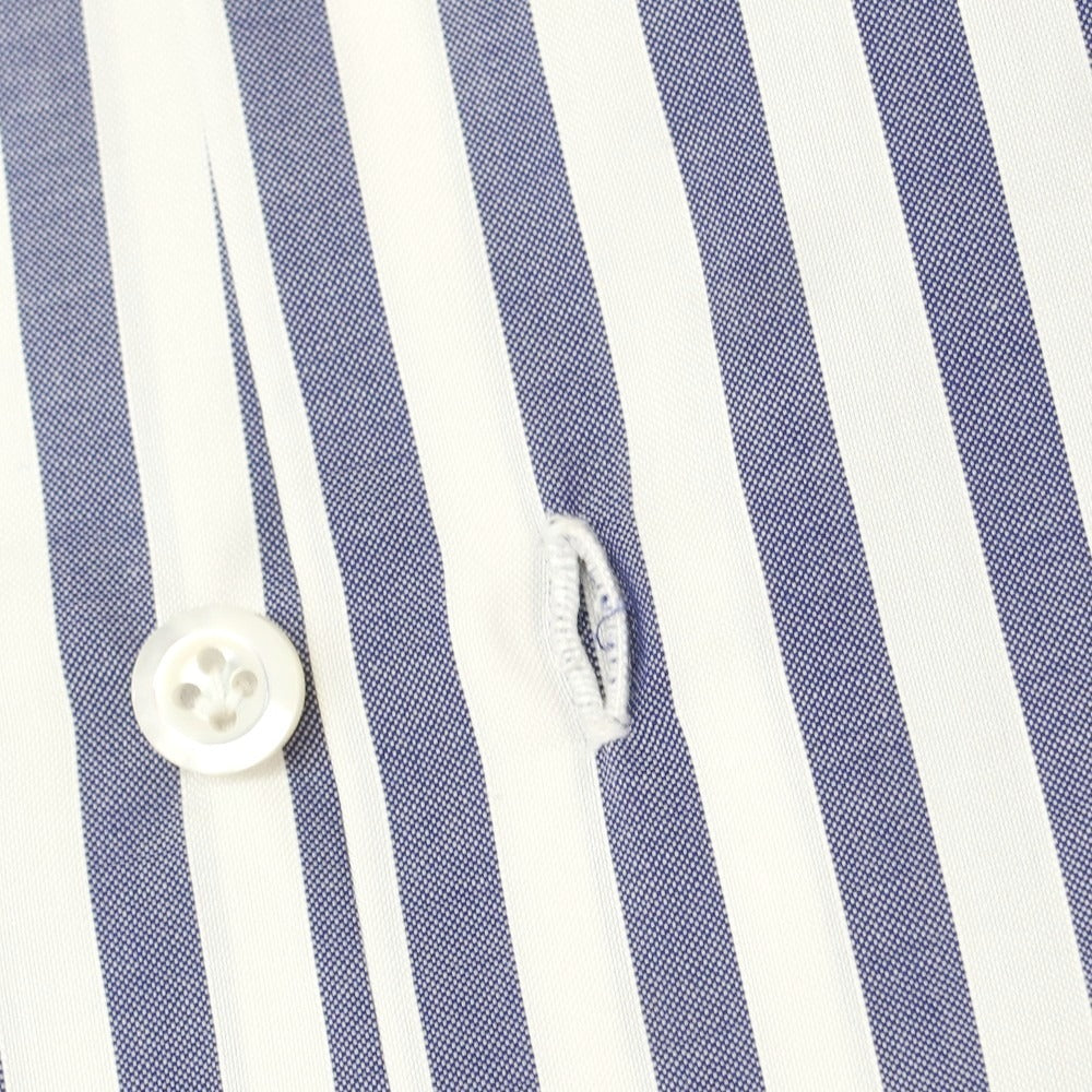 [Used] Sartoria Attolini Broad Cotton Striped Dress Shirt White x Navy [42] [Condition Rank A] [Men&