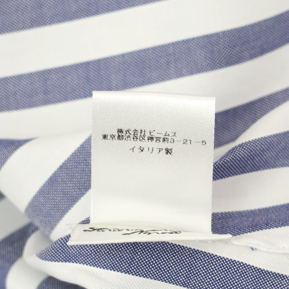 [Used] Sartoria Attolini Broad Cotton Striped Dress Shirt White x Navy [42] [Condition Rank A] [Men&