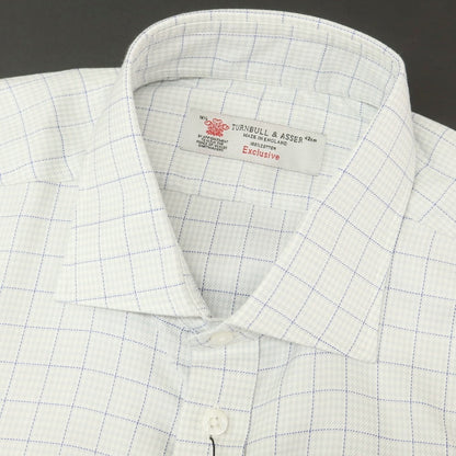 [Used] [Unused] Turnbull &amp;amp; Asser Check Dress Shirt Light Gray x White [42] [Condition Rank S] [Men&