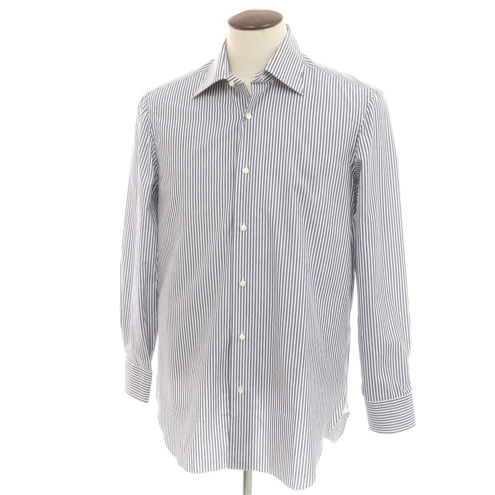 [Used] BARBA BARNEYS NEWYORK special order striped dress shirt, navy x white [42] [Condition rank B] [Men&