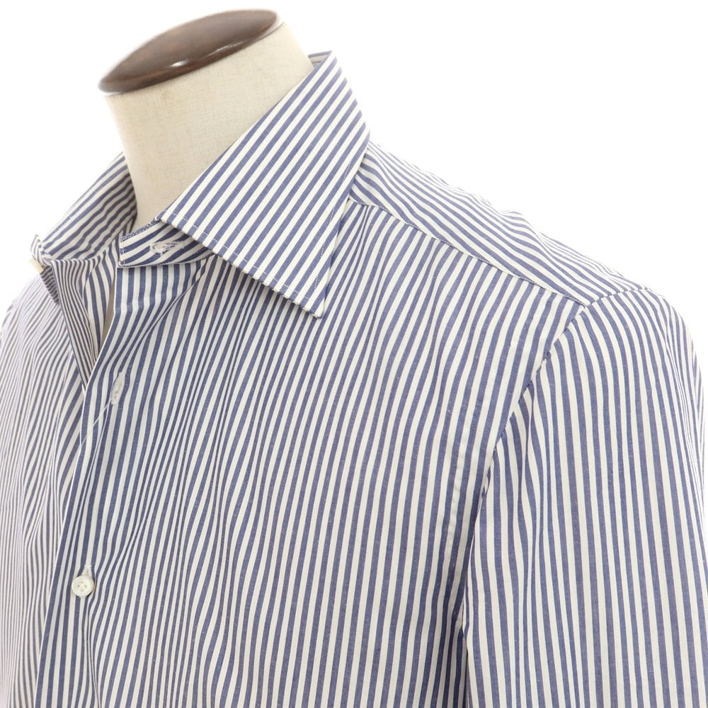 [Used] BARBA BARNEYS NEWYORK special order striped dress shirt, navy x white [42] [Condition rank B] [Men&