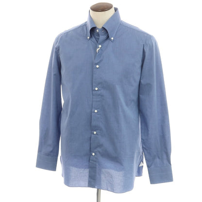[Used] [Unused] Luigi Borrelli GABLE Button-down Dress Shirt Navy Blue [42] [Condition Rank S] [Men&