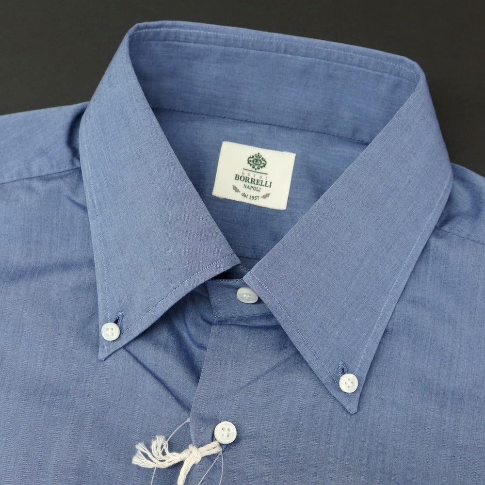 [Used] [Unused] Luigi Borrelli GABLE Button-down Dress Shirt Navy Blue [42] [Condition Rank S] [Men&