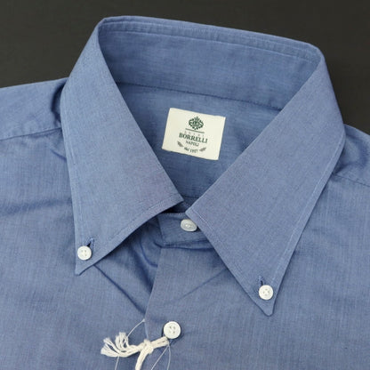 [Used] [Unused] Luigi Borrelli GABLE Button-down Dress Shirt Navy Blue [42] [Condition Rank S] [Men&