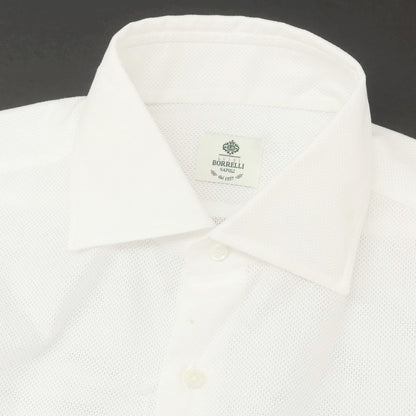 [Used] Luigi Borrelli LUCIANO Mesh Cotton Dress Shirt White [42] [Condition Rank B] [Men&