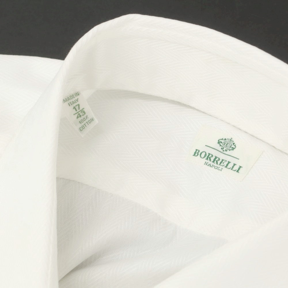 [Used] Luigi Borrelli LUCIANO Herringbone Cotton Dress Shirt White [43] [Condition Rank B] [Men&