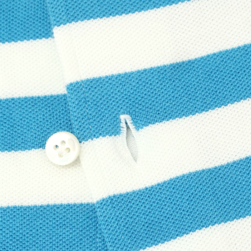 [Used] Luigi Borrelli Pique Cotton Striped Short Sleeve Shirt Polo Shirt Blue x White [M] [Condition Rank B] [Men&