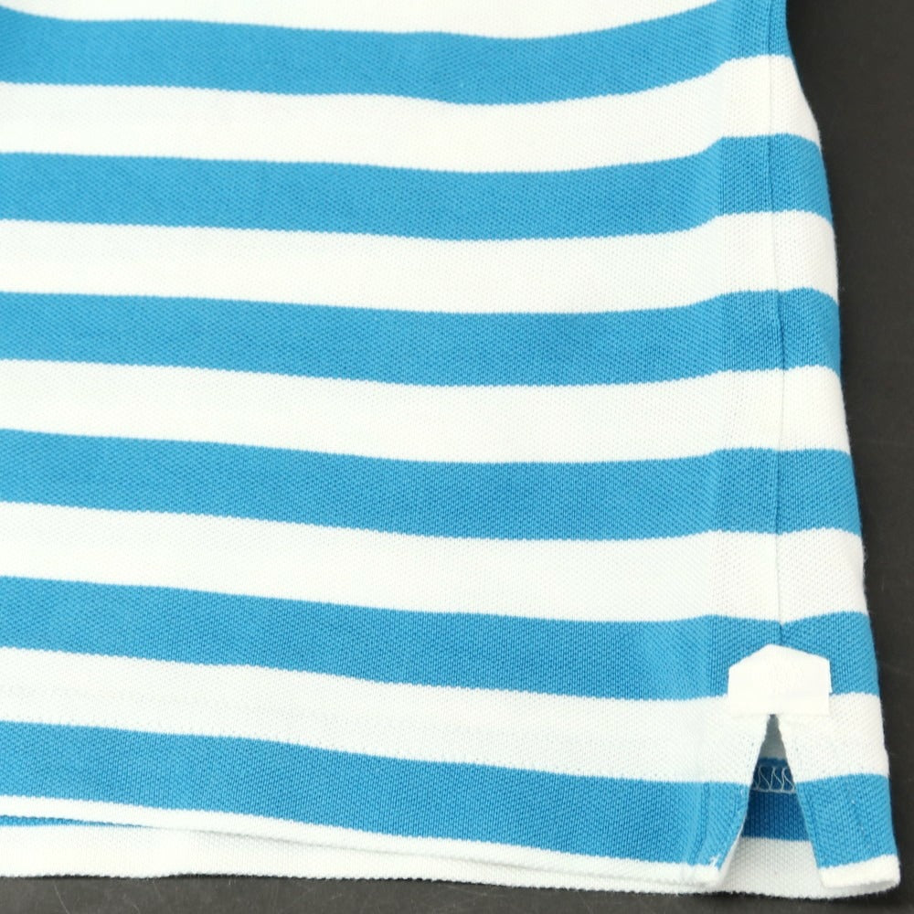 [Used] Luigi Borrelli Pique Cotton Striped Short Sleeve Shirt Polo Shirt Blue x White [M] [Condition Rank B] [Men&