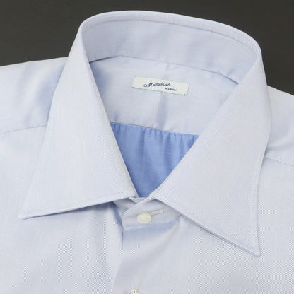 [Used] Mattabisch Twill Cotton Dress Shirt Blue x White [43] [Condition Rank B] [Men&