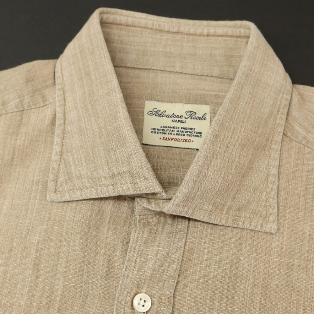 [Used] Salvatore Piccolo Cotton Wide Collar Shirt Dark Beige [42] [Condition Rank B] [Men&