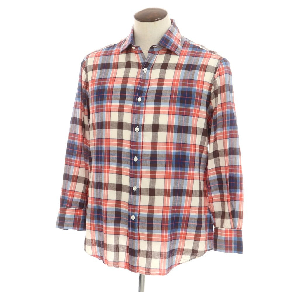 [Used] Salvatore Piccolo Cotton Check Casual Shirt Red x Blue [42] [Condition Rank C] [Men&