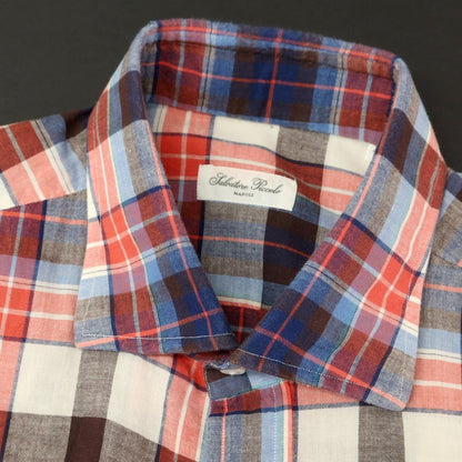 [Used] Salvatore Piccolo Cotton Check Casual Shirt Red x Blue [42] [Condition Rank C] [Men&