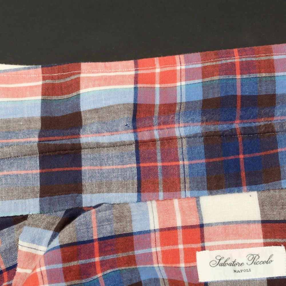 [Used] Salvatore Piccolo Cotton Check Casual Shirt Red x Blue [42] [Condition Rank C] [Men&