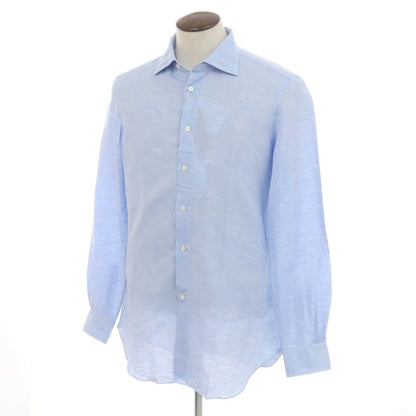 【中古】【未使用】ヴィンツェンツォ ディ ルジエッロ Vincenzo di Ruggiero コットンリネン セミワイドカラー ドレスシャツ ライトブルー【 42 】【 状態ランクS 】【 メンズ 】