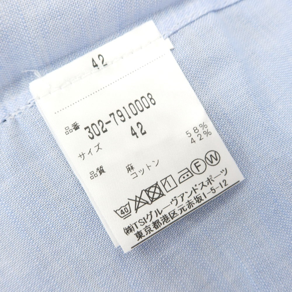 【中古】【未使用】ヴィンツェンツォ ディ ルジエッロ Vincenzo di Ruggiero コットンリネン セミワイドカラー ドレスシャツ ライトブルー【 42 】【 状態ランクS 】【 メンズ 】