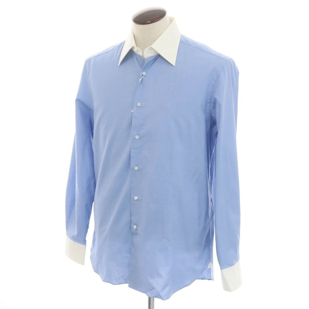 [Used] Adriano Cifonelli Cotton Regular Collar Cleric Dress Shirt Blue x White [41] [Condition Rank B] [Men&