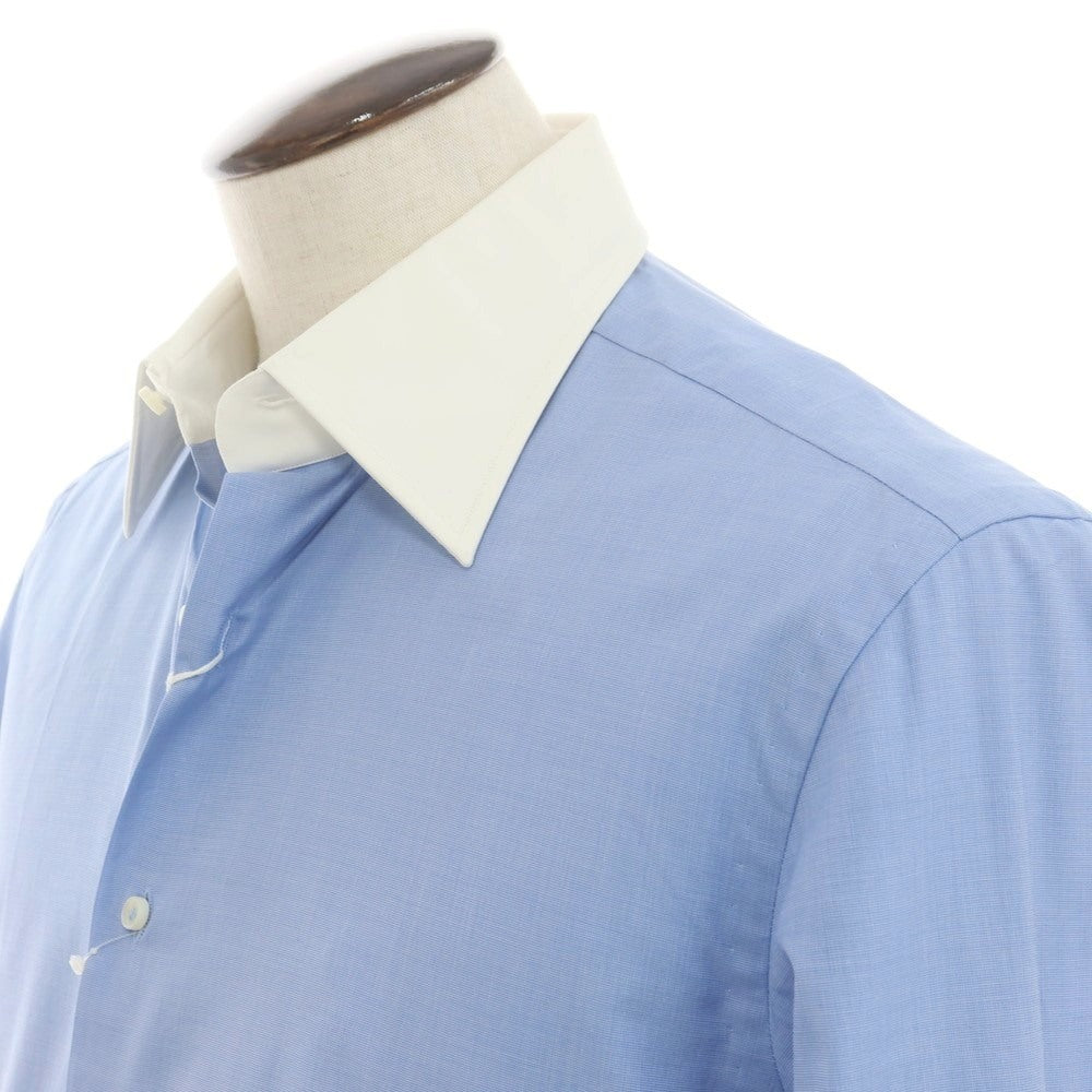 [Used] Adriano Cifonelli Cotton Regular Collar Cleric Dress Shirt Blue x White [41] [Condition Rank B] [Men&