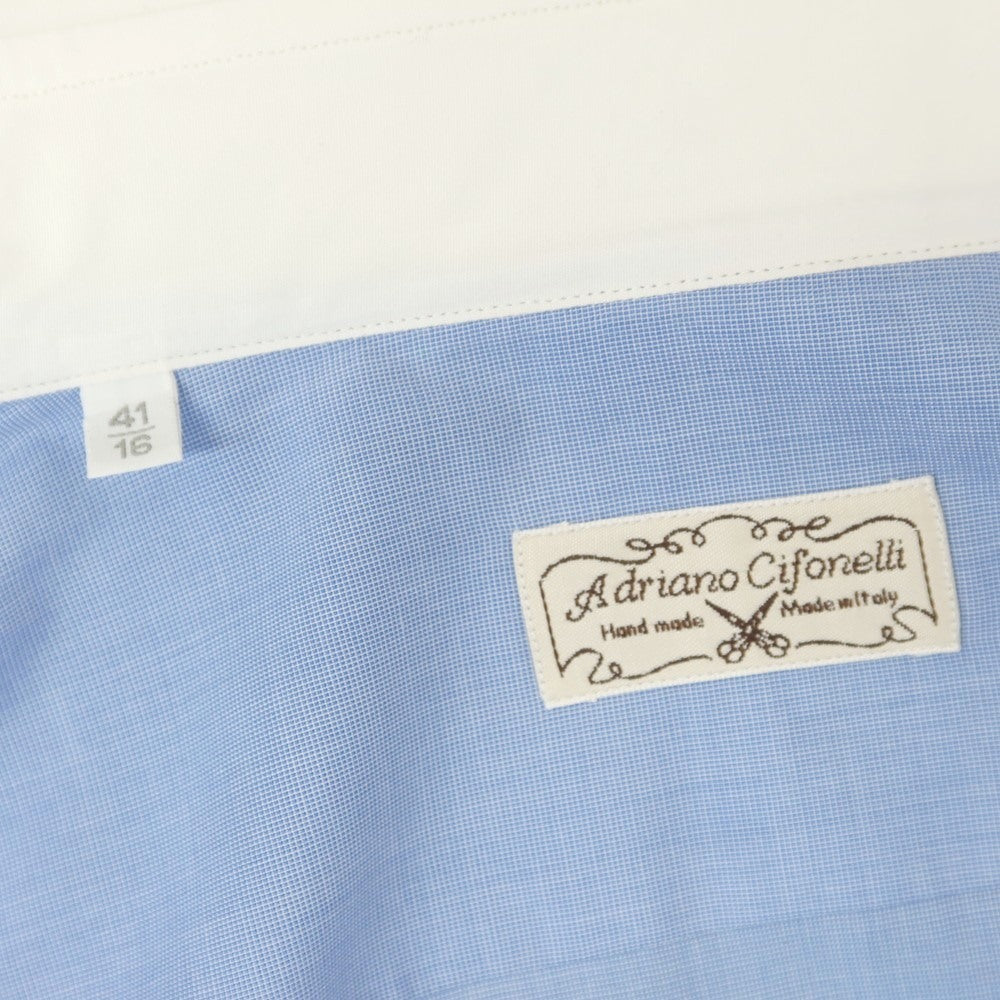 [Used] Adriano Cifonelli Cotton Regular Collar Cleric Dress Shirt Blue x White [41] [Condition Rank B] [Men&