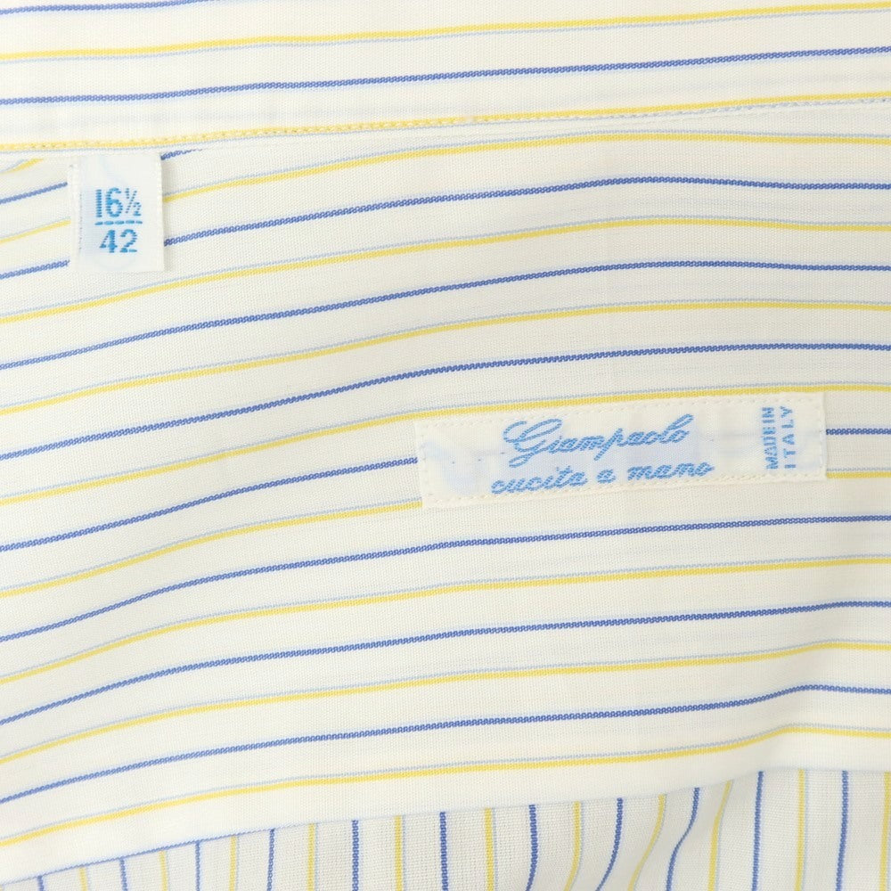 [Used] GIAM PAOLO Cotton Striped Wide Collar Dress Shirt White x Yellow [42] [Condition Rank C] [Men&