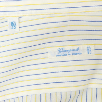 [Used] GIAM PAOLO Cotton Striped Wide Collar Dress Shirt White x Yellow [42] [Condition Rank C] [Men&