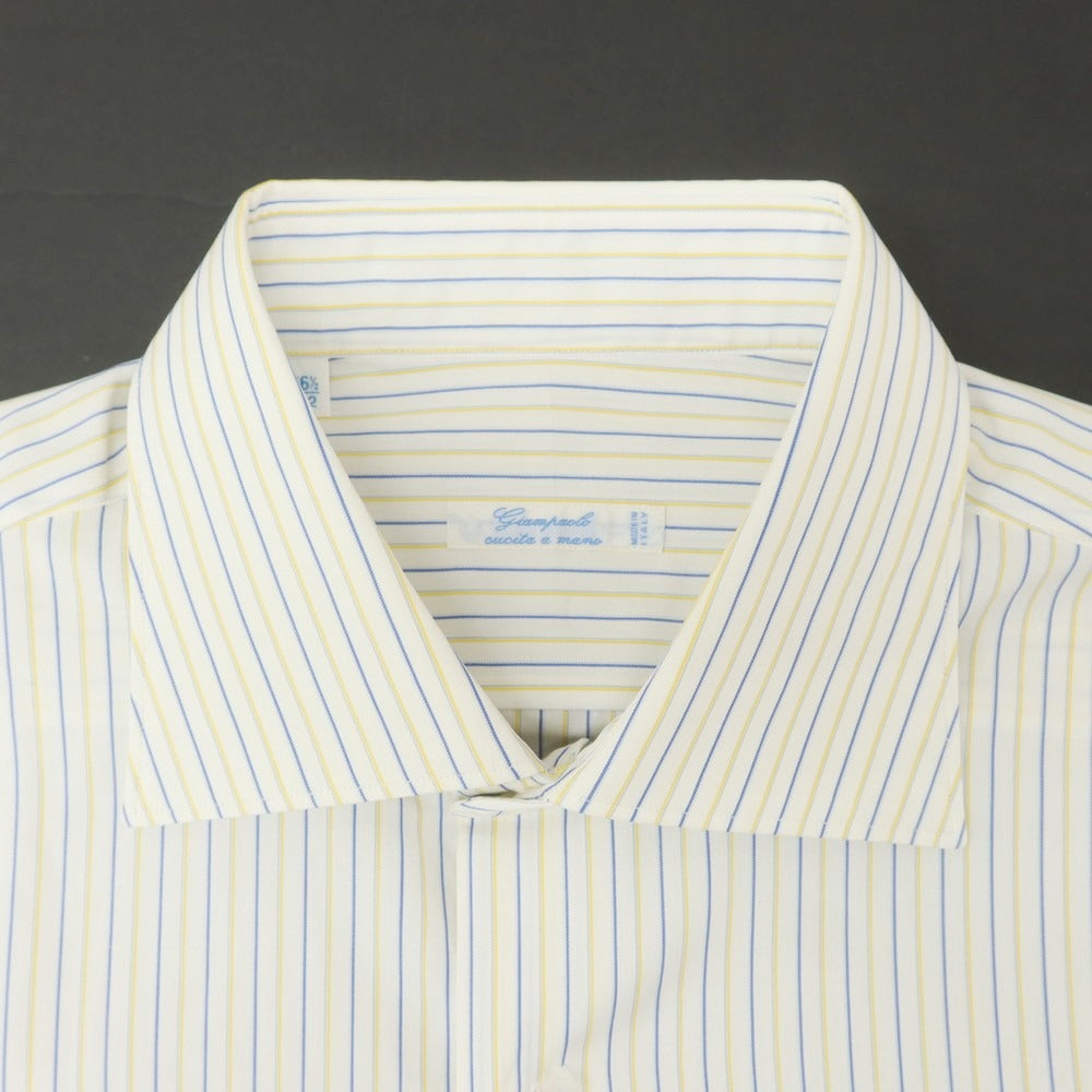 [Used] GIAM PAOLO Cotton Striped Wide Collar Dress Shirt White x Yellow [42] [Condition Rank C] [Men&