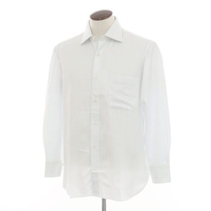 [Used] Luciano Lombardi Cotton Check Semi-Wide Collar Dress Shirt White x Light Blue [42] [Condition Rank C] [Men&