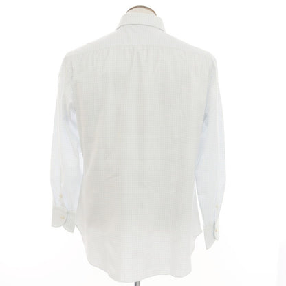 [Used] Luciano Lombardi Cotton Check Semi-Wide Collar Dress Shirt White x Light Blue [42] [Condition Rank C] [Men&