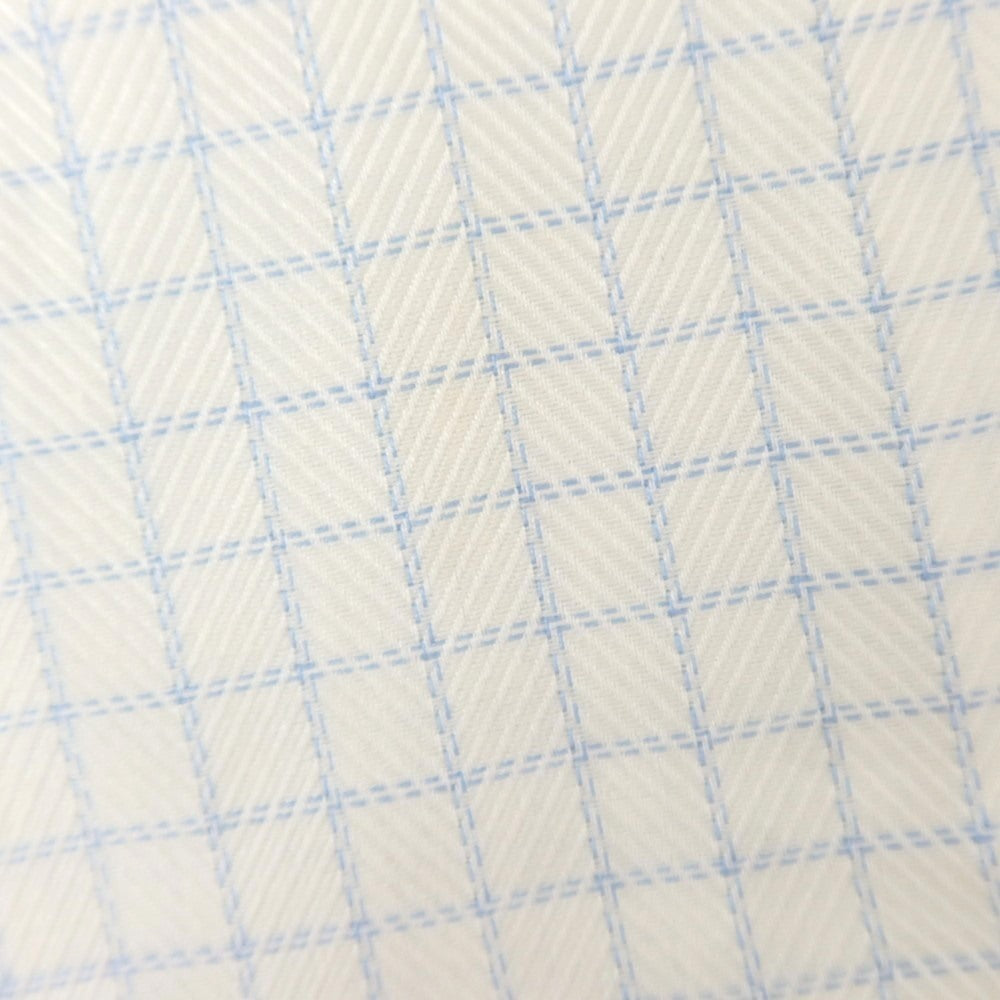 [Used] Luciano Lombardi Cotton Check Semi-Wide Collar Dress Shirt White x Light Blue [42] [Condition Rank C] [Men&