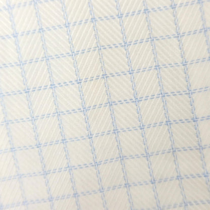 [Used] Luciano Lombardi Cotton Check Semi-Wide Collar Dress Shirt White x Light Blue [42] [Condition Rank C] [Men&