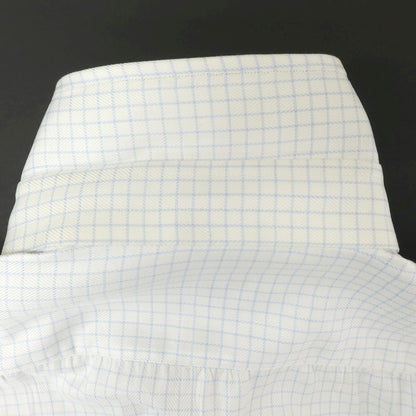 [Used] Luciano Lombardi Cotton Check Semi-Wide Collar Dress Shirt White x Light Blue [42] [Condition Rank C] [Men&