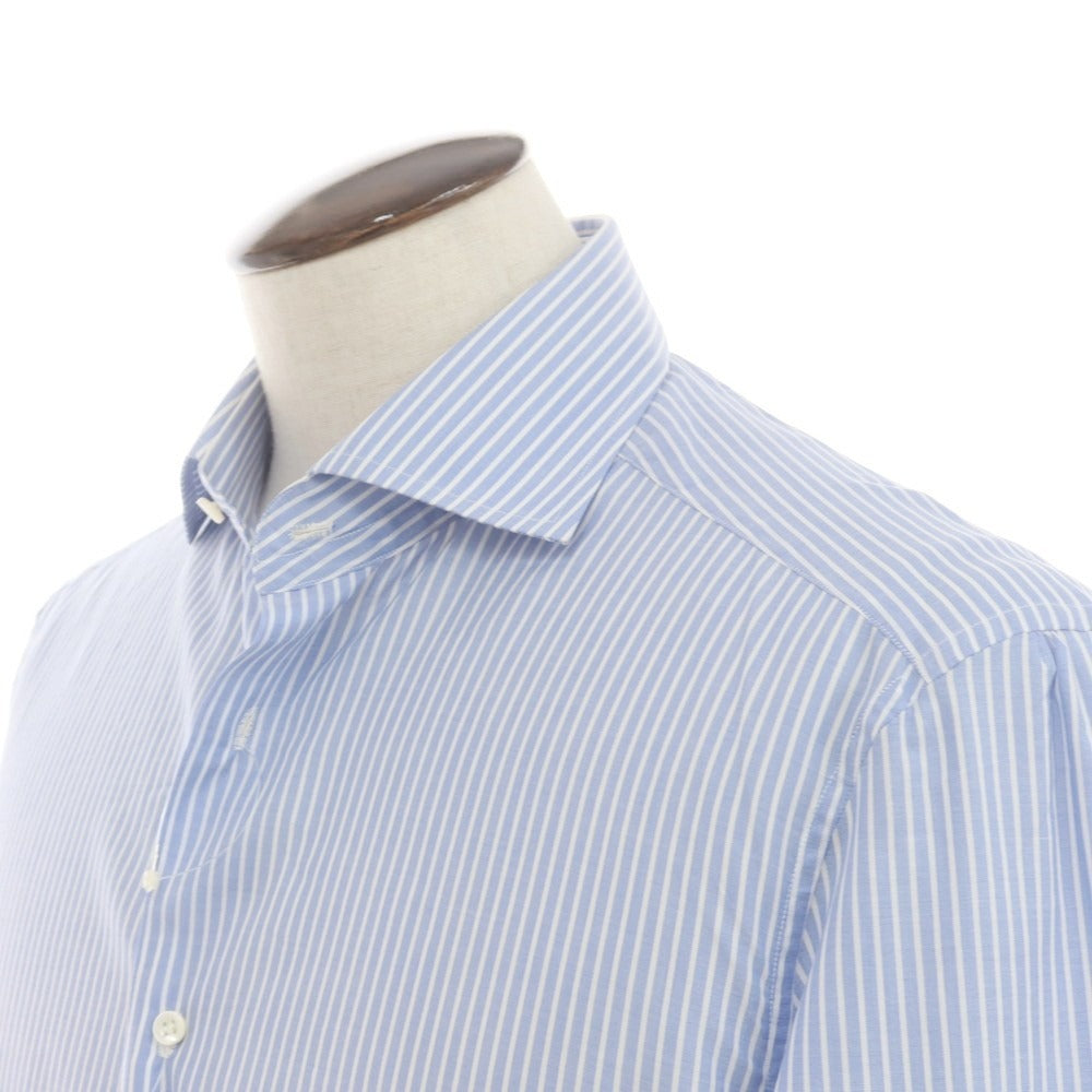 [Used] Franco Minucci Cotton Striped Wide Collar Dress Shirt Blue x White [43] [Condition Rank A] [Men&