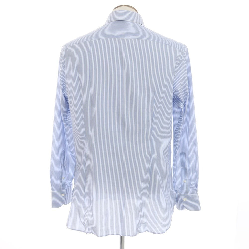 [Used] Franco Minucci Cotton Striped Wide Collar Dress Shirt Blue x White [43] [Condition Rank A] [Men&