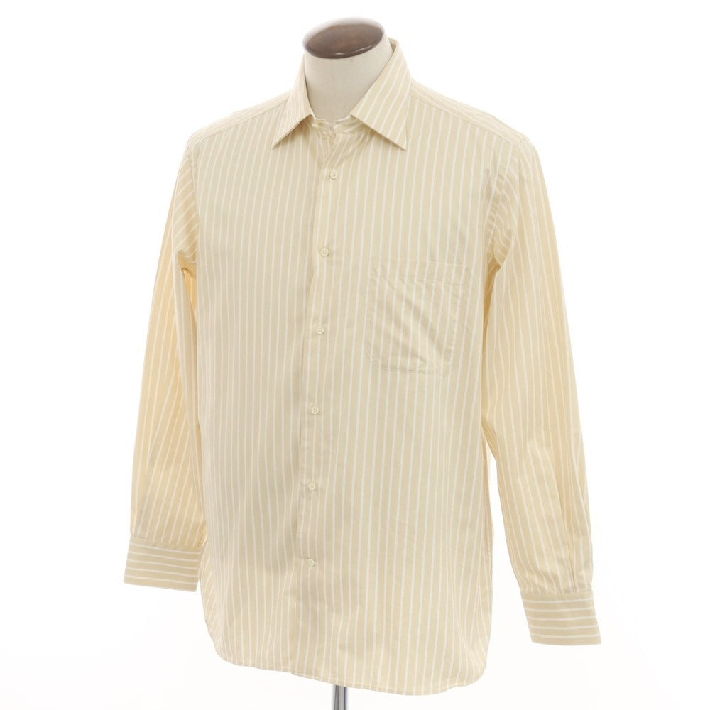 【中古】バーニーズニューヨーク BARNEYS NEWYORK コットン ストライプ レギュラーカラー ドレスシャツ ベージュxホワイト【 42 】【 状態ランクB 】【 メンズ 】