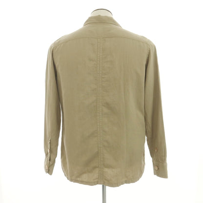 [Used] [Unused] eleventy Cotton Linen Open Collar Casual Shirt Khaki Beige [42] [Condition Rank S] [Men&