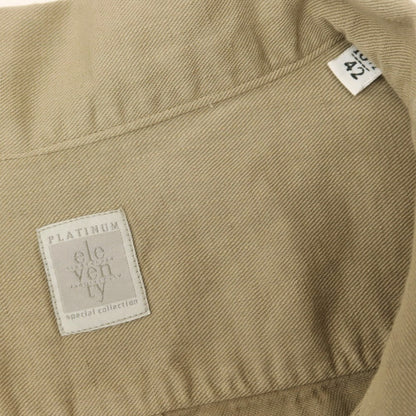 [Used] [Unused] eleventy Cotton Linen Open Collar Casual Shirt Khaki Beige [42] [Condition Rank S] [Men&