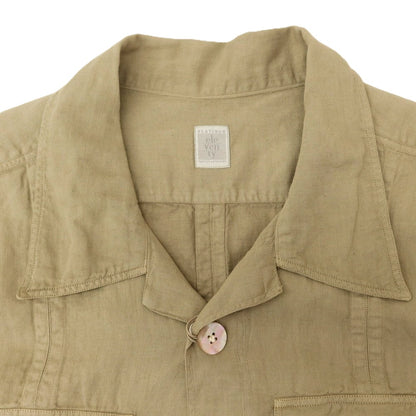[Used] [Unused] eleventy Cotton Linen Open Collar Casual Shirt Khaki Beige [42] [Condition Rank S] [Men&