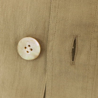 [Used] [Unused] eleventy Cotton Linen Open Collar Casual Shirt Khaki Beige [42] [Condition Rank S] [Men&