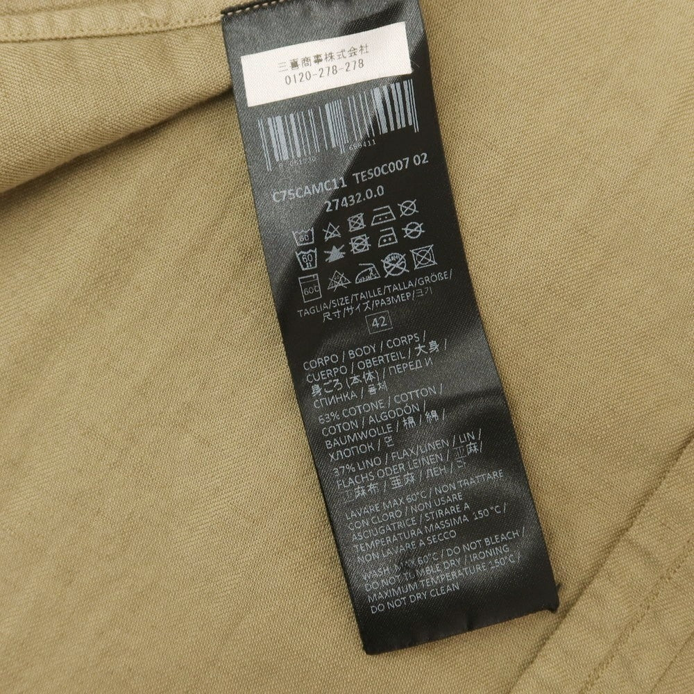 [Used] [Unused] eleventy Cotton Linen Open Collar Casual Shirt Khaki Beige [42] [Condition Rank S] [Men&