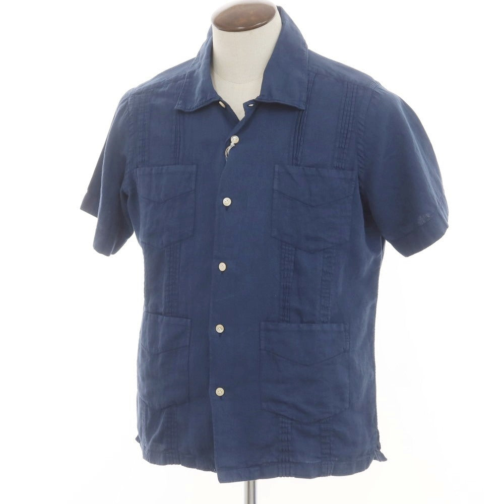 [Used] [Unused] eleventy Cotton Linen Short Sleeve Shirt Light Navy [42] [Condition Rank S] [Men&