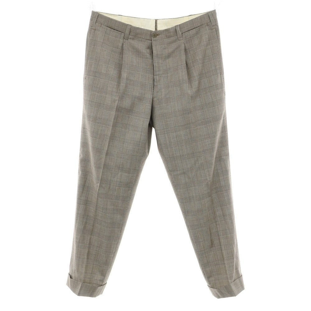 [Used] ANTICOPANTALONE Wool Glen Check Dress Slacks Pants Ivory x Dark Brown [52] [Condition Rank A] [Men&