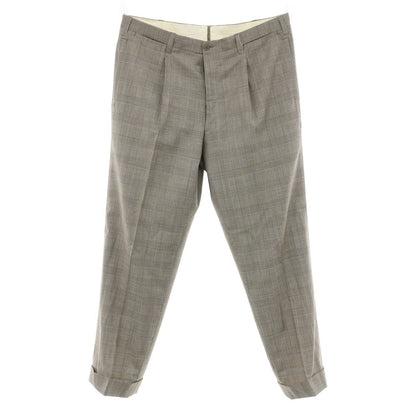 [Used] ANTICOPANTALONE Wool Glen Check Dress Slacks Pants Ivory x Dark Brown [52] [Condition Rank A] [Men&