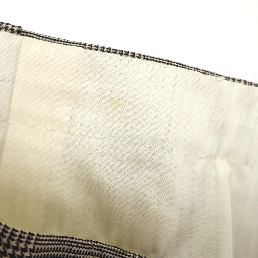 [Used] ANTICOPANTALONE Wool Glen Check Dress Slacks Pants Ivory x Dark Brown [52] [Condition Rank A] [Men&