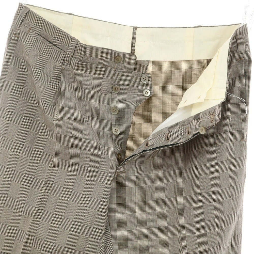 [Used] ANTICOPANTALONE Wool Glen Check Dress Slacks Pants Ivory x Dark Brown [52] [Condition Rank A] [Men&