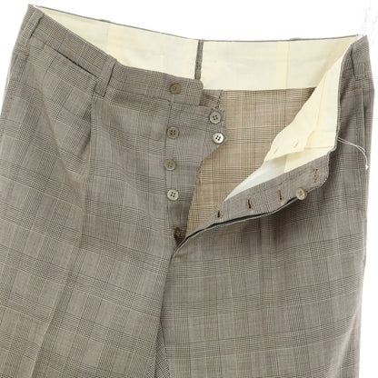 [Used] ANTICOPANTALONE Wool Glen Check Dress Slacks Pants Ivory x Dark Brown [52] [Condition Rank A] [Men&