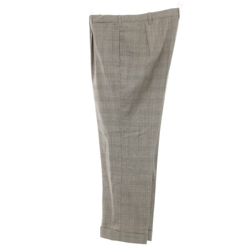 [Used] ANTICOPANTALONE Wool Glen Check Dress Slacks Pants Ivory x Dark Brown [52] [Condition Rank A] [Men&