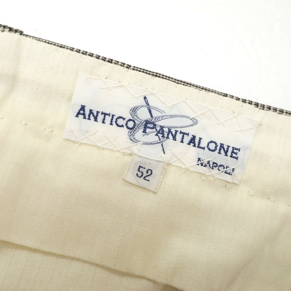 [Used] ANTICOPANTALONE Wool Glen Check Dress Slacks Pants Ivory x Dark Brown [52] [Condition Rank A] [Men&
