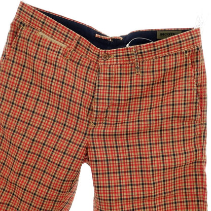 【中古】インコテックス スラックス INCOTEX SLACKS リネンコットン チェック ショートパンツ レッドxベージュ【 35 】【 状態ランクB 】【 メンズ 】