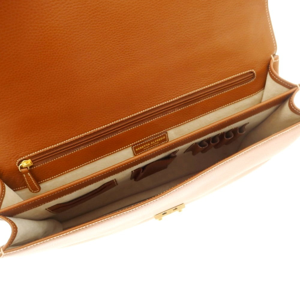 [Used] Beretta Alfred BERETTA ALFRED Shrink Leather Flap Briefcase Light Brown [Condition Rank B] [Men&
