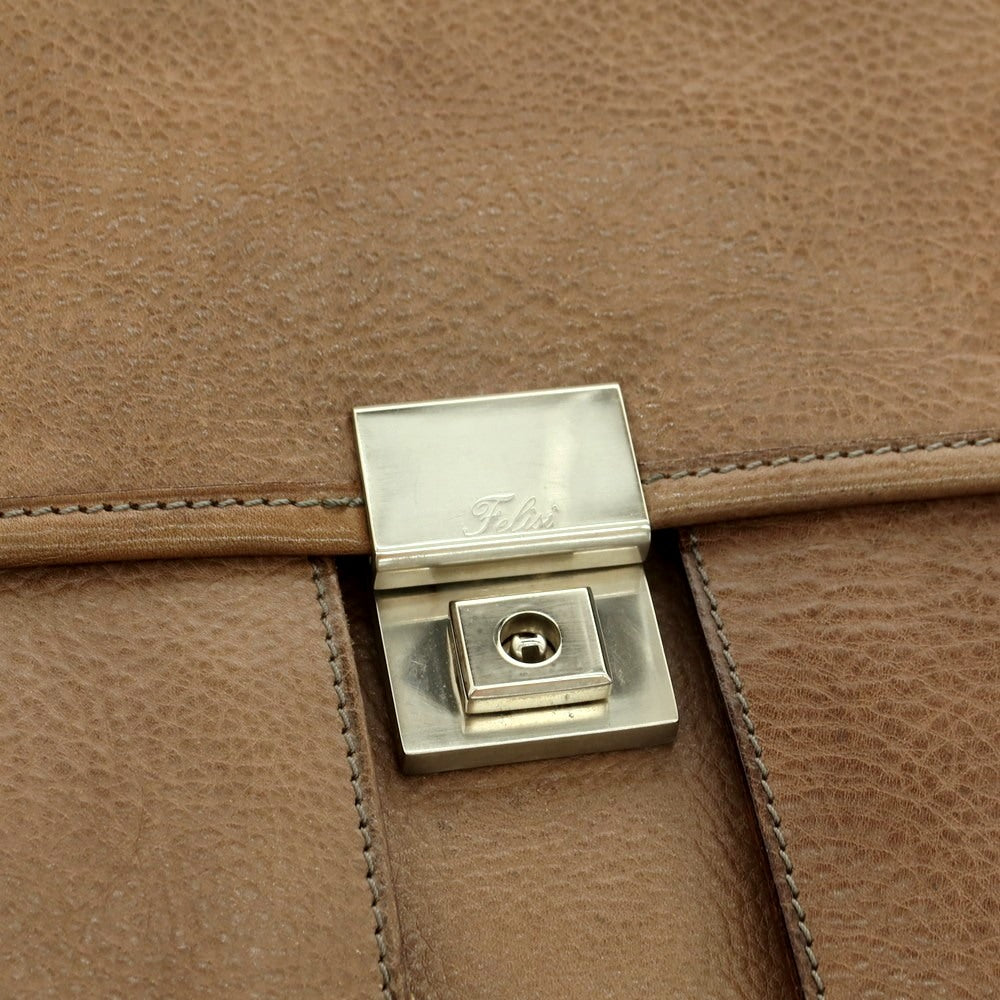 [Used] Felisi 1962 Grained Leather Flap Briefcase Ash Brown [Condition Rank B] [Men&