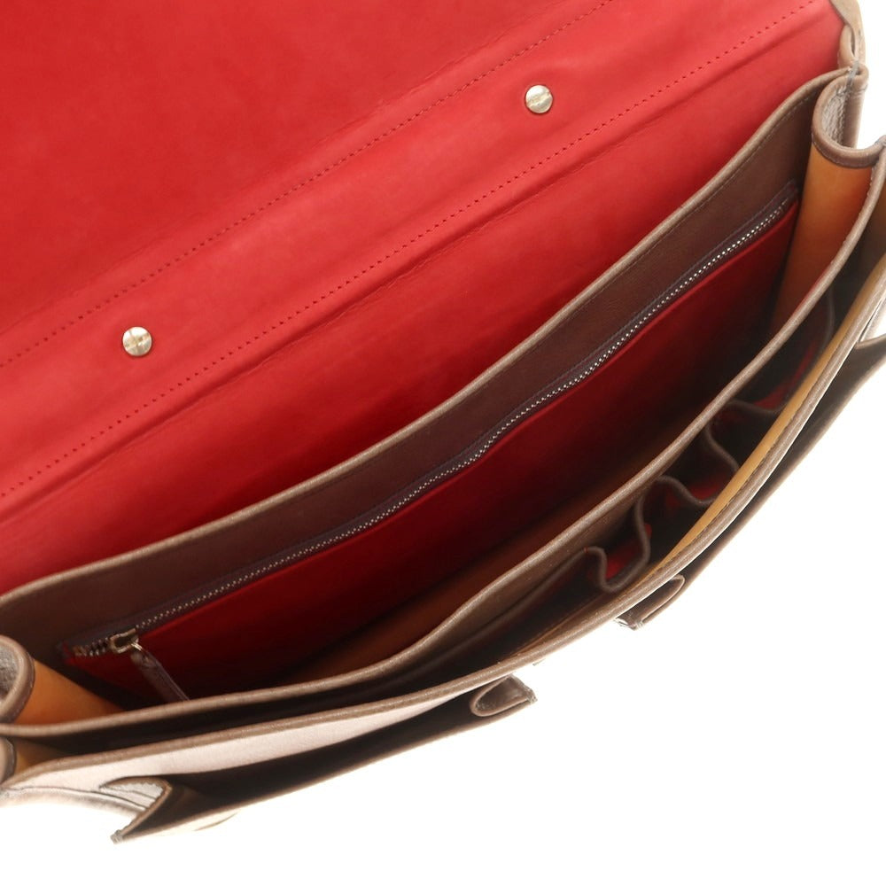 [Used] Felisi 1962 Grained Leather Flap Briefcase Ash Brown [Condition Rank B] [Men&